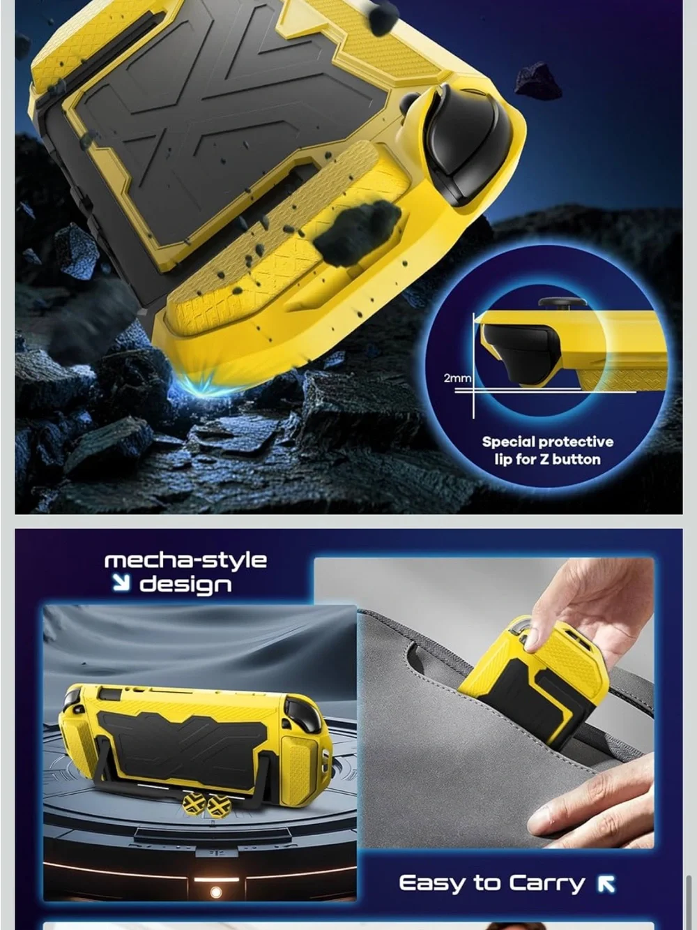 Dockable Switch 2 Grip Case 3pc. Set Military Protection Yellow/Black